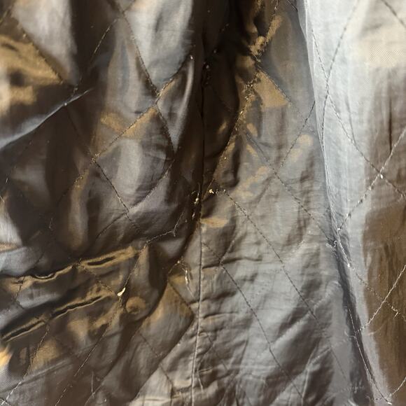 Vintage Leather Jacket Mens XL Black Hooded Drawstring Parka Coat 90s Zip Front - Picture 7 of 8